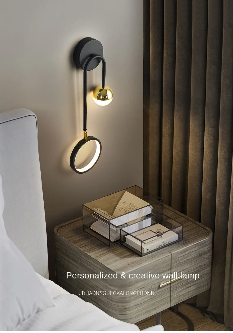 Modern Led Wall Lamp Nordic Sconce Round Lighting Luxury Rotatable Corridor Bedside Hallway Living Room Dining Indoor Deco Light