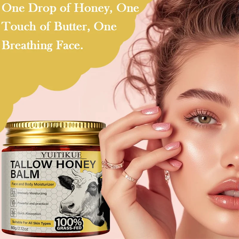 Tallow Honey Balm, All-Day Hydrating Face & Body Moisturizer, Gentle Formula for Sensitive Skin