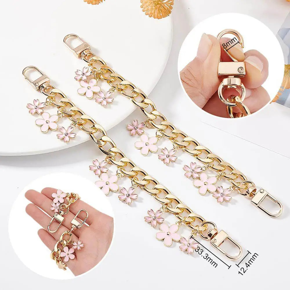 Personality Phone Charm New Chain Flower Wrist Style Anti Fall Phone Rope Bag Extension Strap Fashion Cherry Blossom Bag Pendant