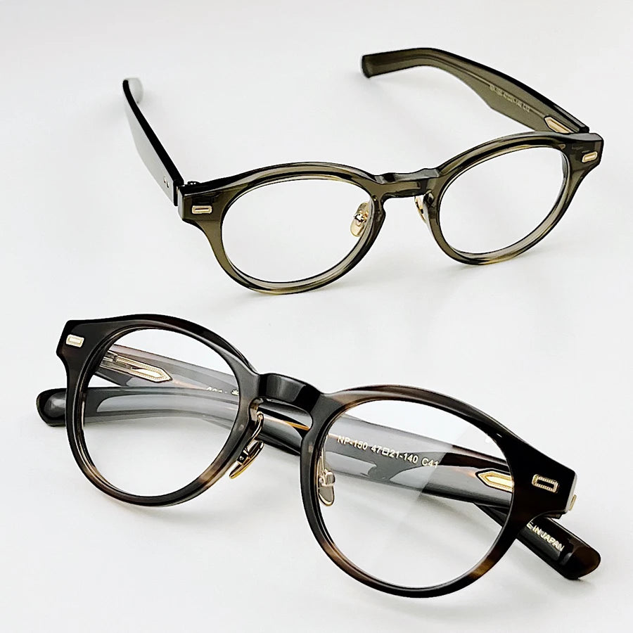 Classic Retro Round Glasses Frame Men Top Quality Acetate Trendy Eyeglasses for Women Handmade Vintage Thick Frame Eyewear