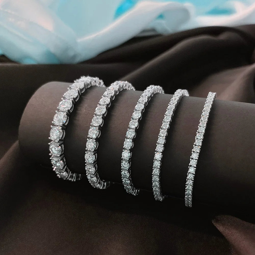 OEVAS Full Moissanite Tennis Bracelet 925 Silver Plated 18k Gold for Women Man Wedding Party Fine Jewelry Can Pass Diamond Test