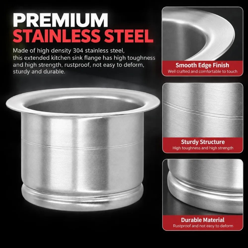 Stainless Steel Extended Sink Flange Silver Deep Garbage Disposal Flange Kitchen Sink Flange Garbage Disposal Connection