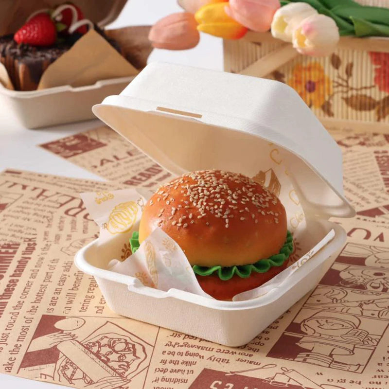 10pcs Disposable Bento Food Containers Baking Dessert Cake Bowl Packaging Burger Snack Boxes Microwavable Home Lunchbox
