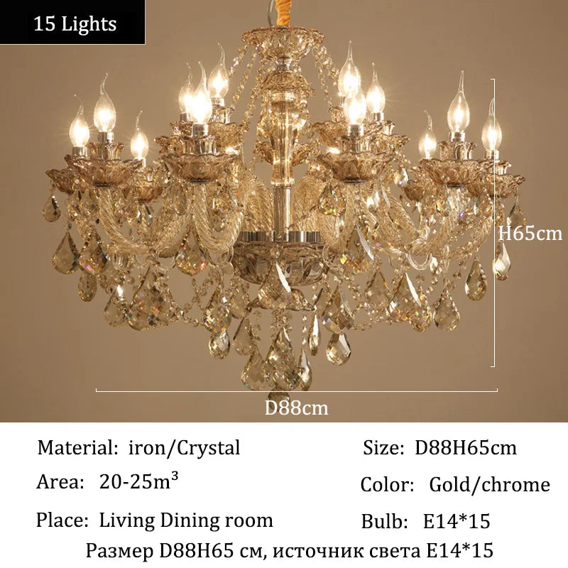 Luxury Living Room Decorate LED Ceiling Pendant Lights Indoor Hanging Lights Fixture Home Crystal Chandeliers Villa Lighting