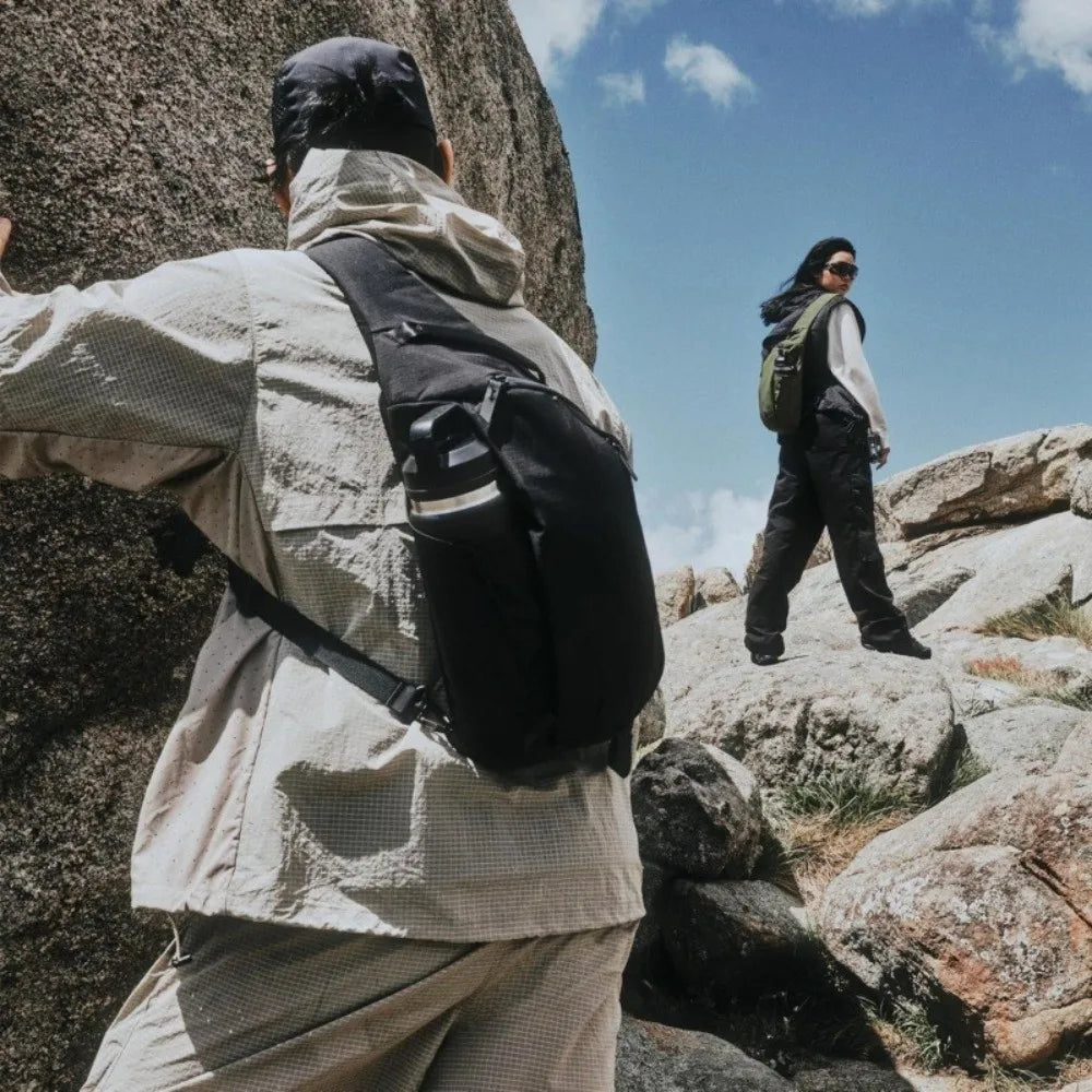 High Quality Simple Crossbody Bag Casual Solid Color Sling Backpack with Water Bottle Pocket Chest Bag Outdoor Sport