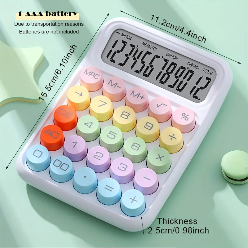 1pc 12-digit large LCD display and big round button desktop calculator for flexible keyboard calculator for office, school