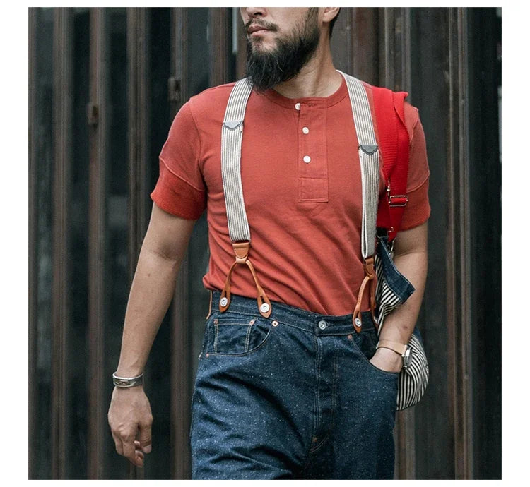Bronson Vintage Short Sleeve Henley T-Shirt Retro Style Mens Cotton Tee Shirt