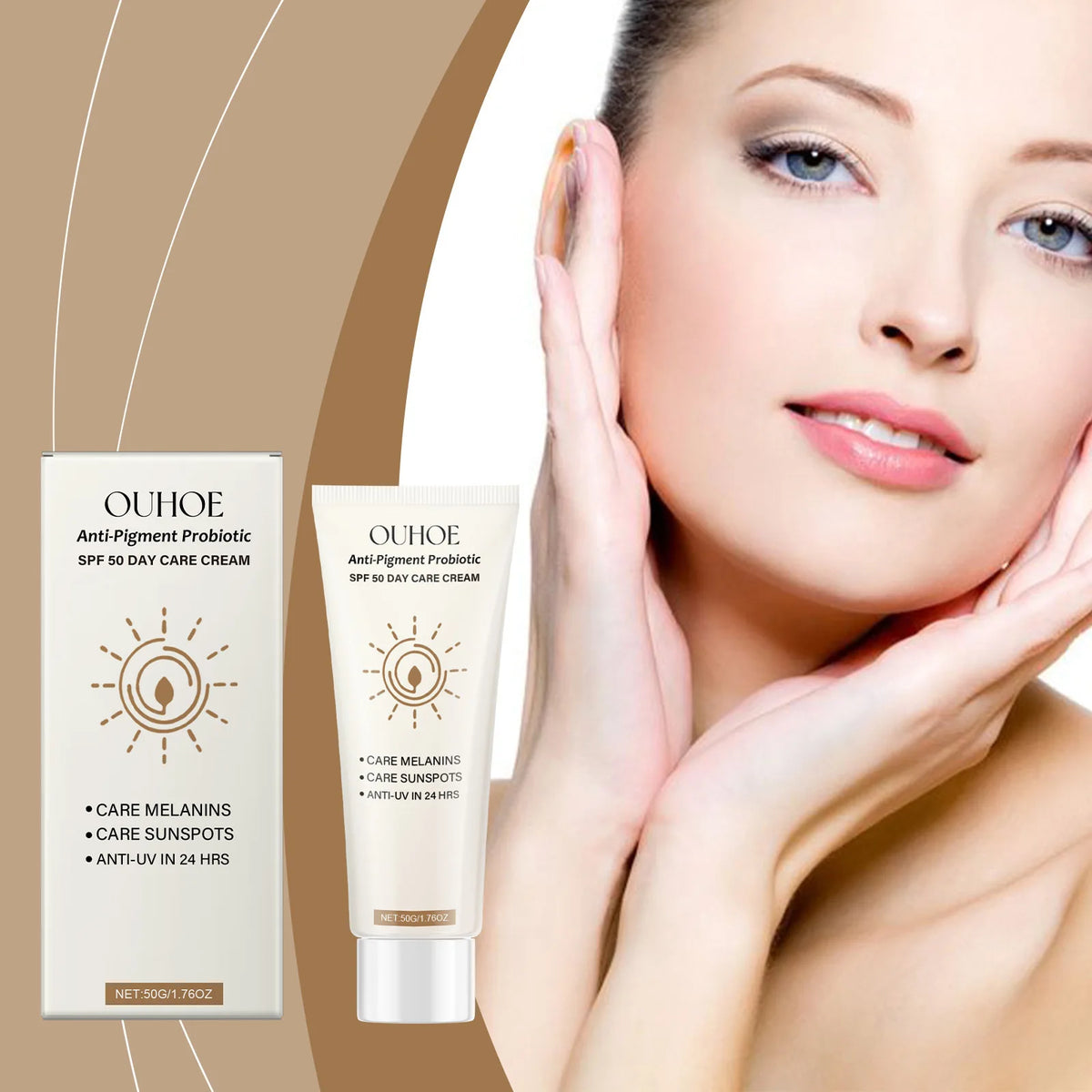 SPF50 Sunscreen Defensing Ultraviolet Reducing Pigmentation Even Tone Waterproof Whitening Anti Sunburn Facial Protective Cream