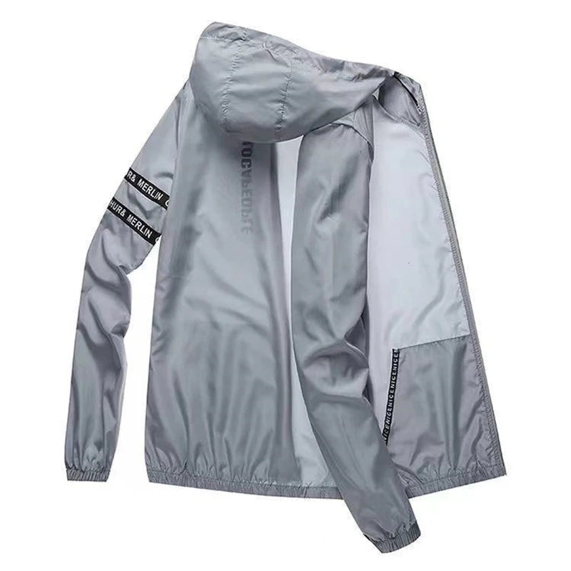 Summer Sun Protection Clothing Men's Casual Waterproof Quick-drying Bicycle Hooded Jacket Plus Size Hiking Thin Skin Windbreaker
