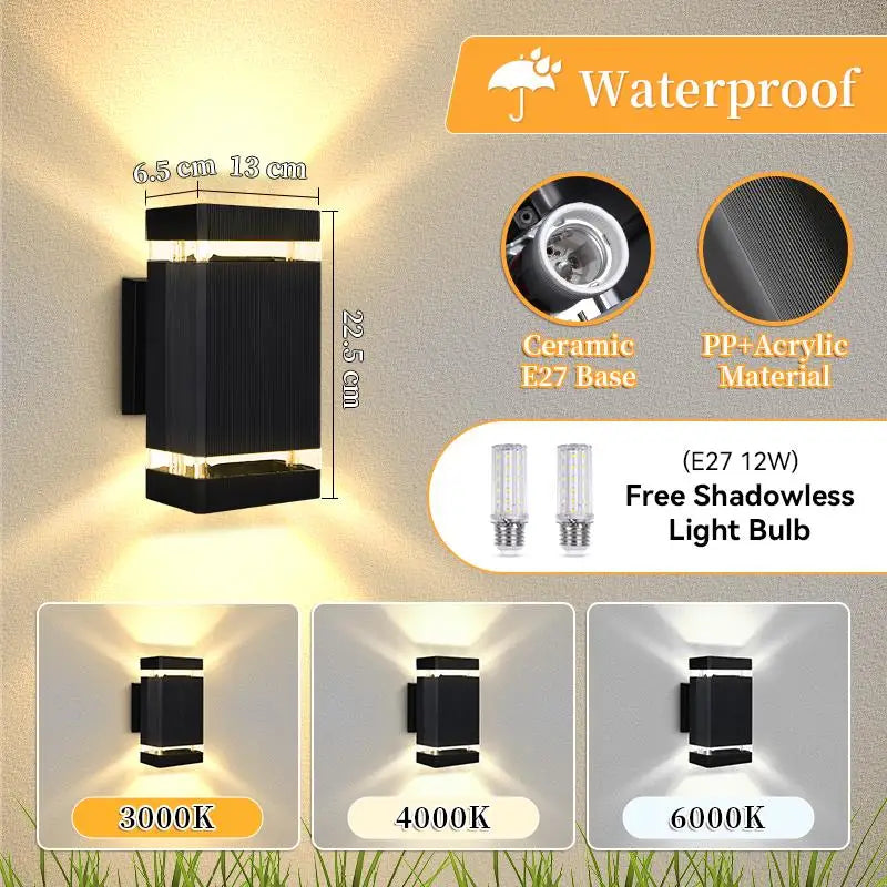 Outdoor LED Wall Lights  Replaceable Light Bulb E27 Waterproof Wall Lamp for Modern Home Interior Stairs Lighting Decoration