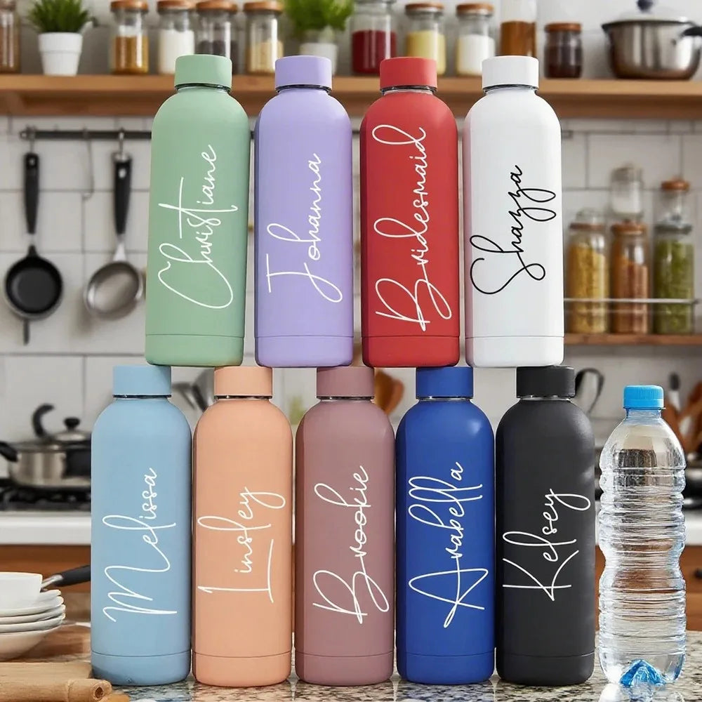 Customizable Text LOGO Insulated Water Bottle Portable with Screw Lid Unisex Groomsmen Wedding Gift Cup Termos Travel Drinkware