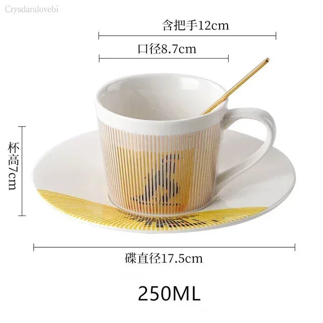 New Dynamic Mirror Reflection Cup Mug 250~300ml Home Drinkware Creative Ceramic Anamorphic Cup Coffee Tea Set Interesting Gift