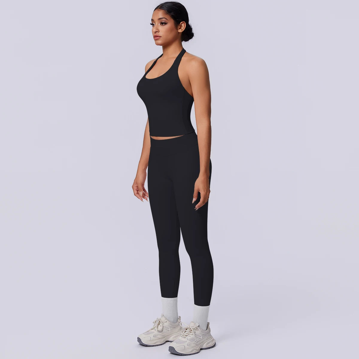 2PCS Woman Yoga Set Solid Color Sexy Fitness Top Summer Gym Workout High Stretch Female Pants Sports Fitness Clothing Yoga Set