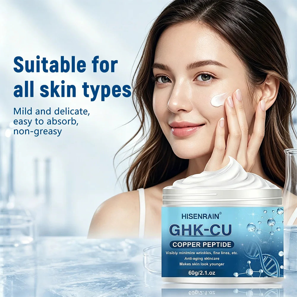 HISENRAIN GHK-CU Anti-Aging Moisturizing Cream - Copper Peptide Firming Face Cream for Wrinkles, Collagen Boost & Skin Repair.