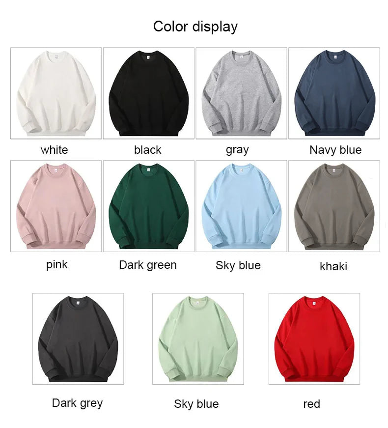Custom Embroidery Logo Solid Sweatshirts Spring Autumn Warm Sweatshirt High Quality Men Tops Male Brand Hip Hop Pullover