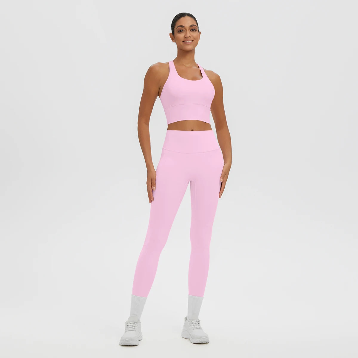 2PCS Women's Sports Pants Yoga Set Sexy Backless I-shaped Vest with Chest Pad Shock-absorbing Running Yoga Tank Top Yoga Pants