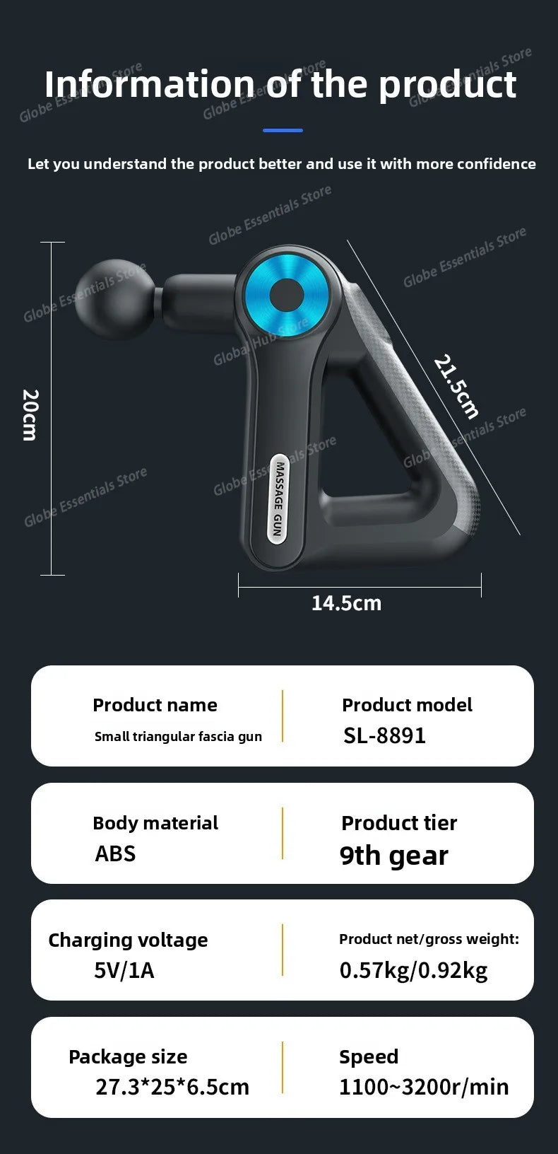 Professional-grade Mini Triangular Fascia Gun Massager, Electric Muscle Massage Gun, Portable for Shoulder and Neck Fitness