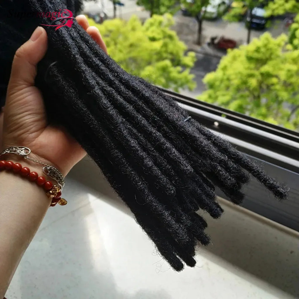 60Strands 0.4/0.6/0.8cm Human Hair Dreadlock Extensions Loc Extensions Human Hair Permanent Crochet Dreadlocks Human Hair 1B