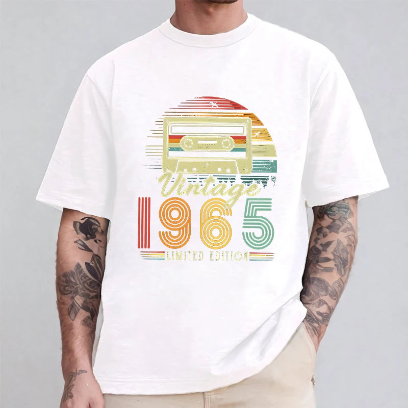 Vintage 1965 Print T-shirts for Men Women Birthday Vintage Letter Design Tshirt Short Sleeve Clothes Fashion Casual Tee Clothing