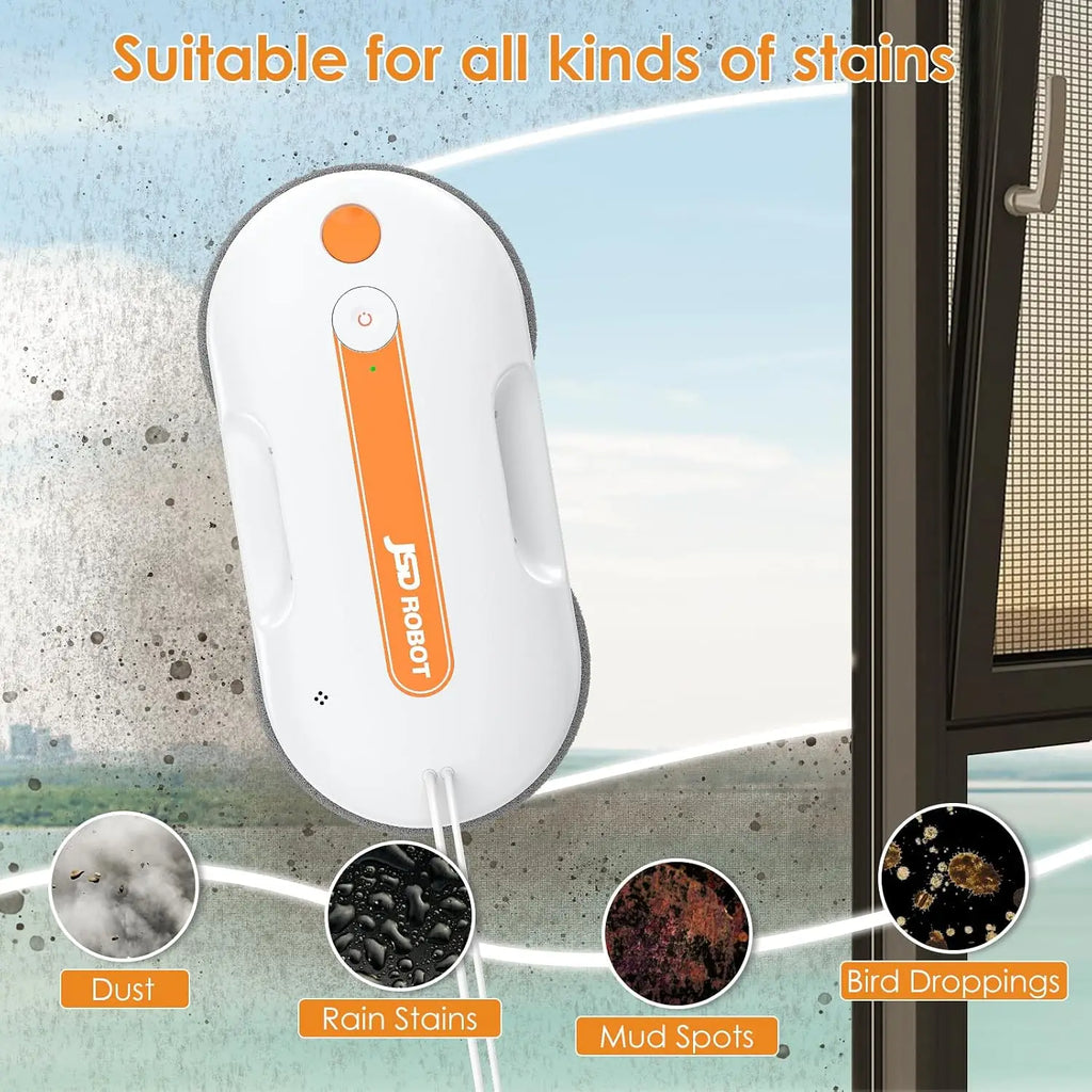 Lite Window Cleaning Robot,5300Pa Window Cleaner Robot with Pressured Wiping Dual Water Spray Close to the Border Wipe Edge