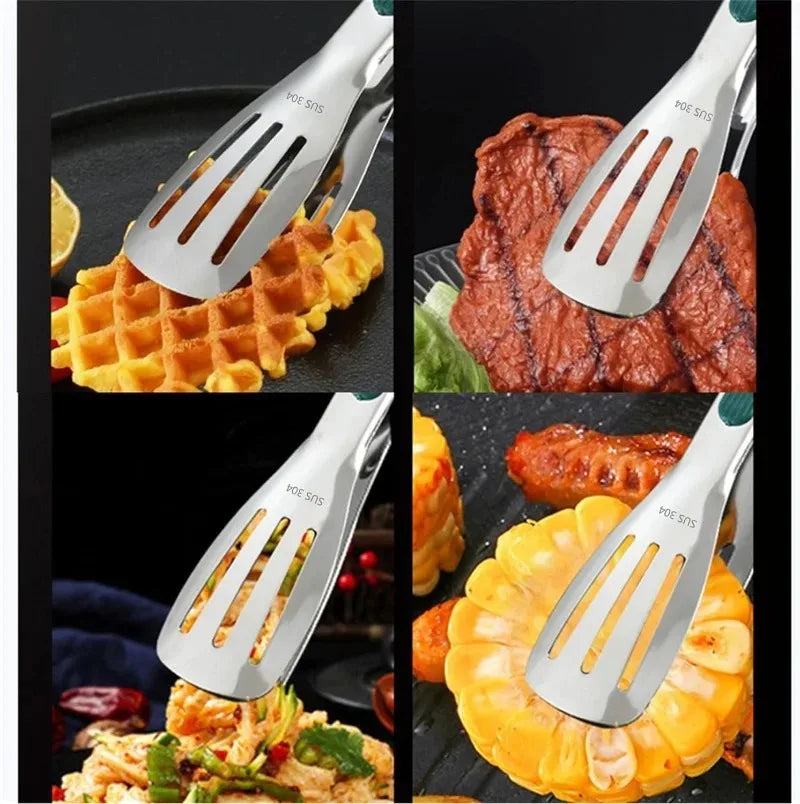 New Stainless Steel Food Tongs BBQ Meat Salad Bread Clip Barbecue Grill Buffet Clamp Non-slip Tong Cooking Tools Kitchen Gadgets