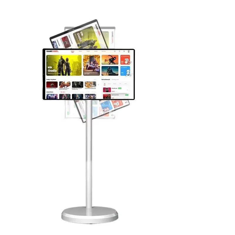 32 Inch Portable Smart TV Rotation Touch Screen Portable Android Camera  Display Tablet PC Stand Wheels Television Rechargeable