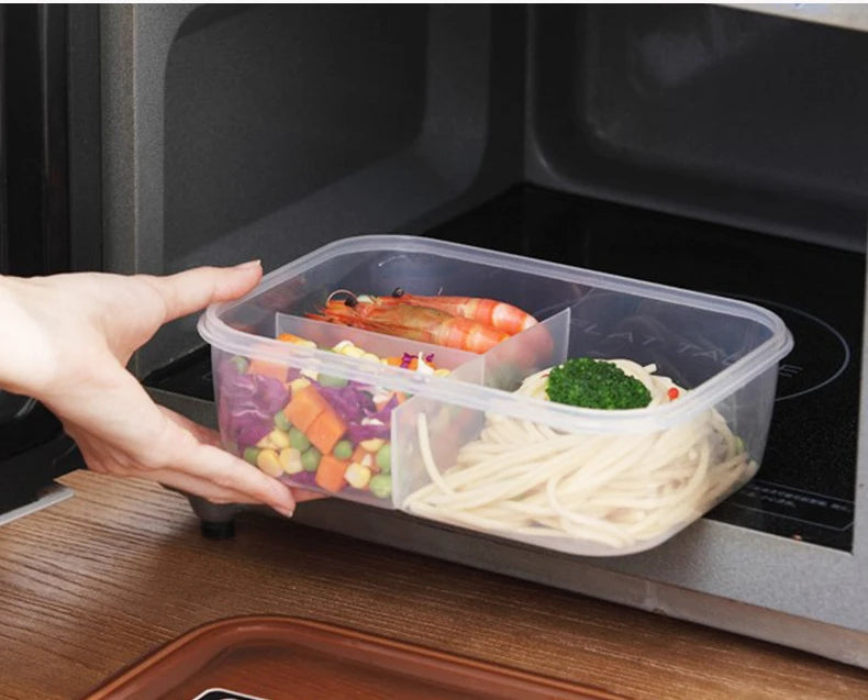 Microwavable Plastic Crisper Lunch Box Multi-compartment Bento Box Portable Food Storage Containers Office Student LeakProof Box