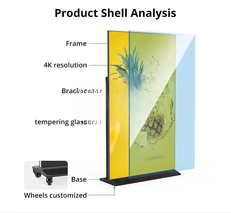 Indoor digital kiosk full-screen digital signage display