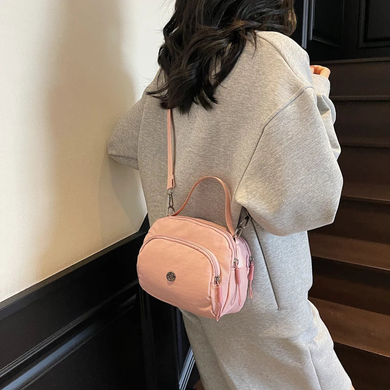Women's Fashion Canvas Crossbody Bags Multi Pocket Small Shoulder Bag Casual Boho Handbag Lightweight Travel Purse for Daily Use