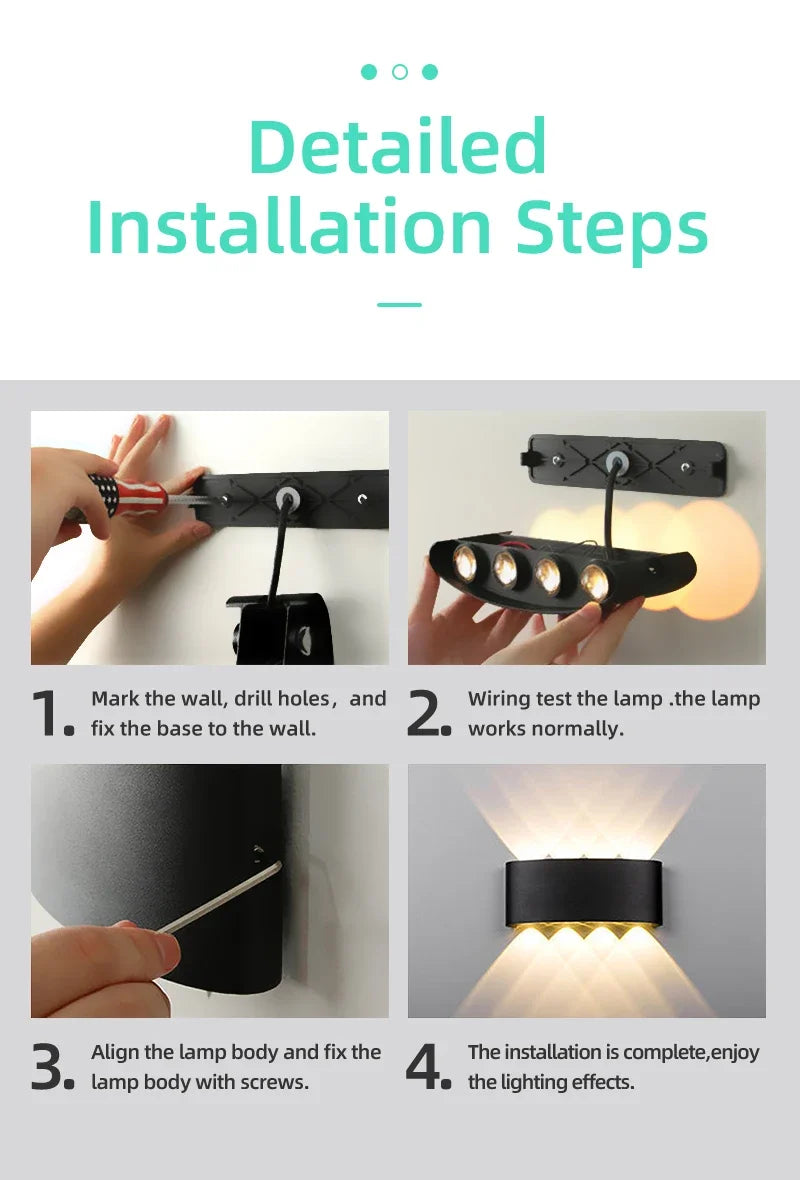 LED Wall Lamp 4/6/8/10W Led Wall Sconce Light IP65 Waterproof Outdoor Indoor Lighting A85-265V Bedroom Interior Lights Decor