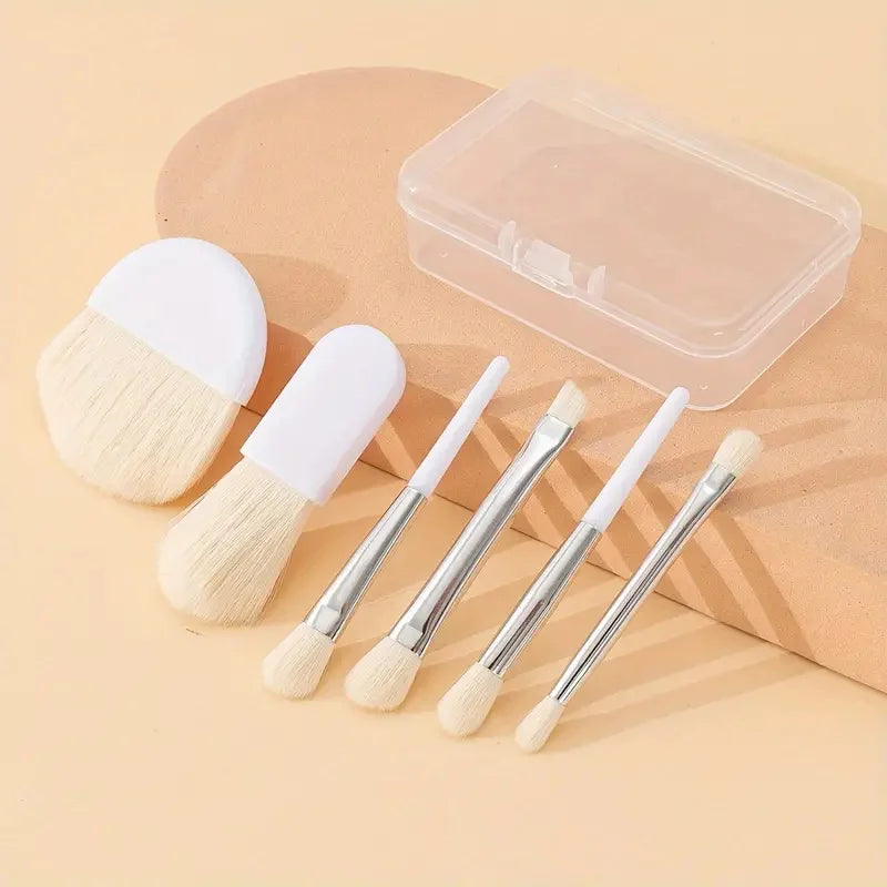 6Pcs Mini Makeup Brushes Set With Box Portable Cosmetic Powder Foundation Blush Blending Concealer Make Up Brushes Makeup Tool