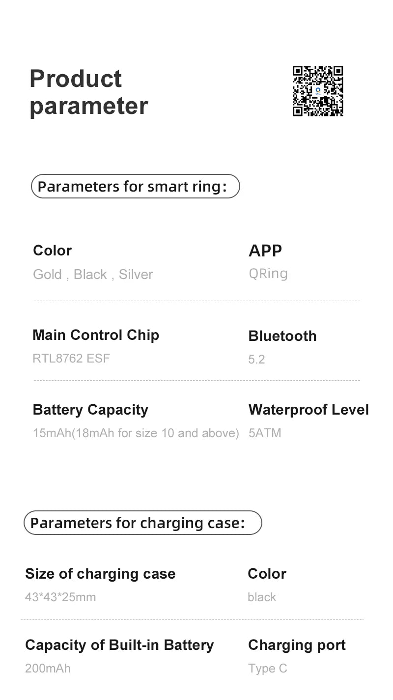 R09 Smart Ring Men Women With Charging Case,Health Sleep Monitor,Skin Temperature Monitor,60 Days Battery Life,5ATM Waterproof