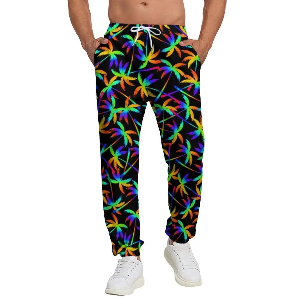 Men's Casual Jogging Pants Abstract Kitten Pizza Print Design Suitable for Outdoor Sweatpants Autumn and Winter Fashion