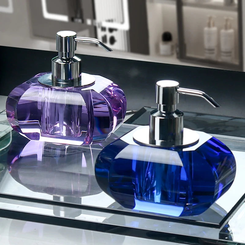 Crystal Glass Press Lotion Bottle Soap Dispenser Hand Sanitizer Dispensing Bottle Luxury Crystal Glass Lotion Bottle Bathroom