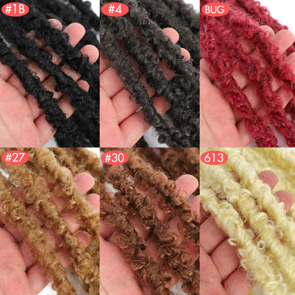 1- 6Packs Butterfly Locs Crochet Hair 36 24 18 14 12inch Pre Twisted Natural Black Distressed Faux Locs Crochet Braids for Women