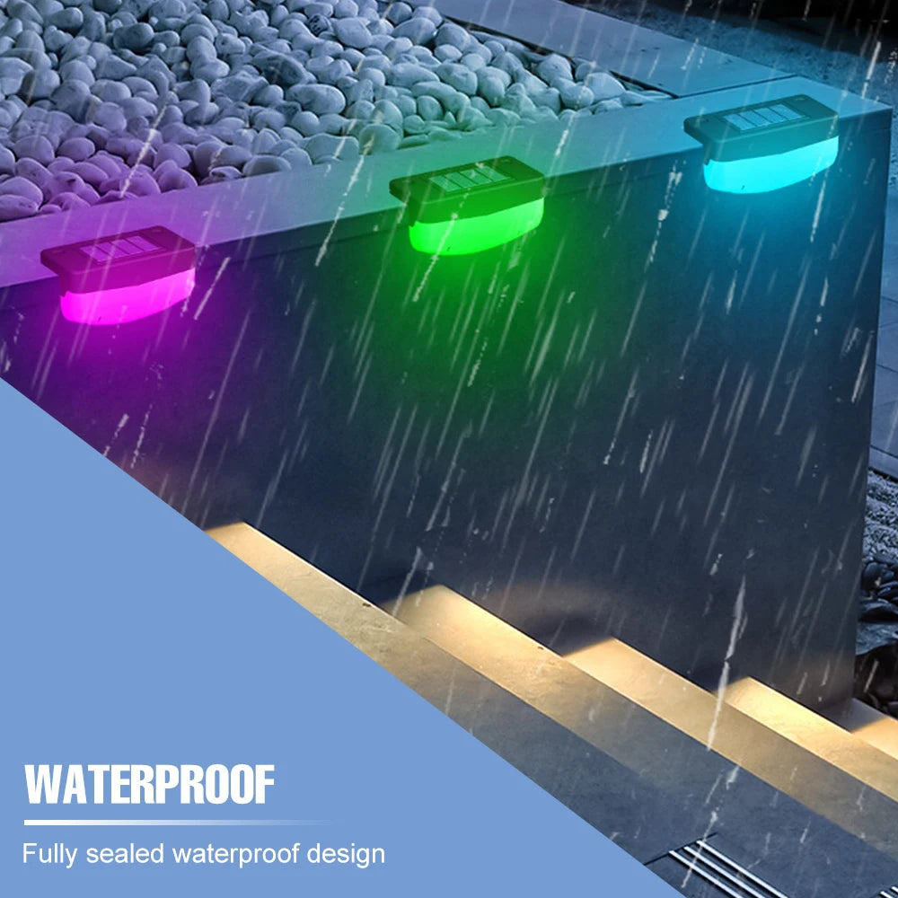 Solar LED Lamp Outdoor Stairs Step Lights Waterproof Garden Courtyard Railing Fence Corridor Atmospheric Decoration Lighting