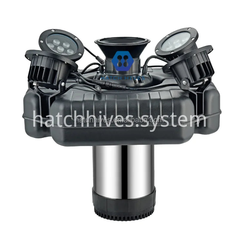 High Flow 750w 220v 50hz Stainless Steel Fish Pond Aerator with Thickened Floats Adjustable 2 LED Lights for Aqua/Landscape Pool