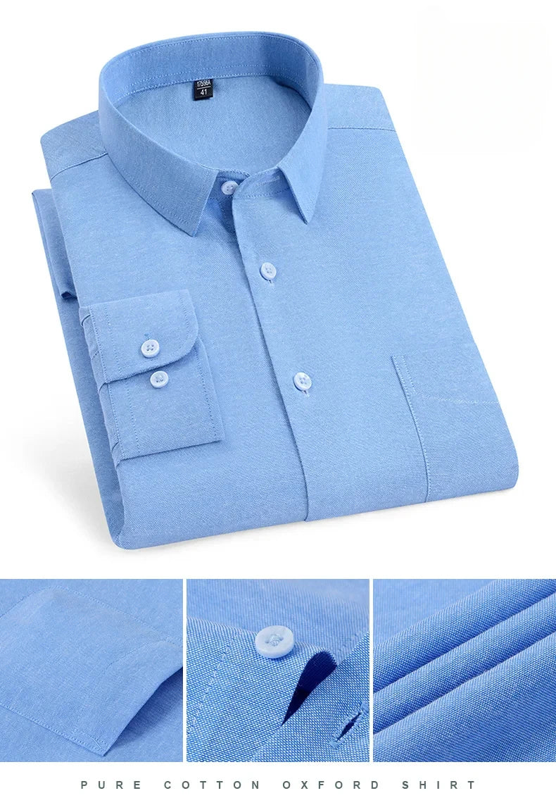 New in shirt over size long-sleeve shirts for men slim fit formal plain shirt soft comfortable striped plaid office full clothes