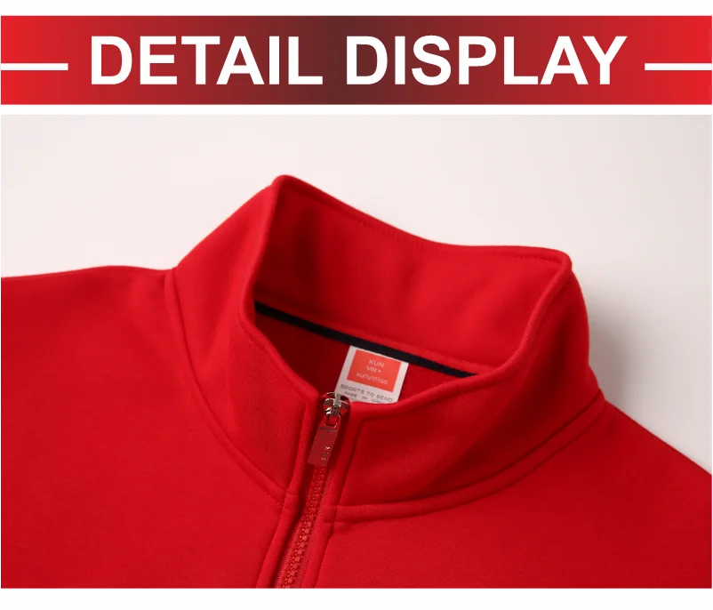 Winter Men Women Fleece Warm Jacket Custom Logo Company Team Casual Coat Printing Design Stand Collar Sweatshirt Embroidery