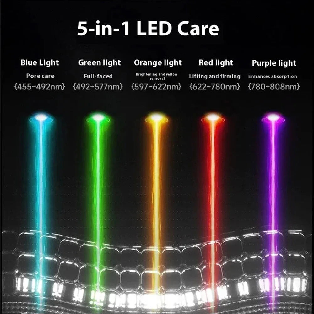 5 Color Portable LED Facial Beauty Device EMS Microcurrent Lifting Face Neck therapy Wand LED Vibration Massager Skin Tool