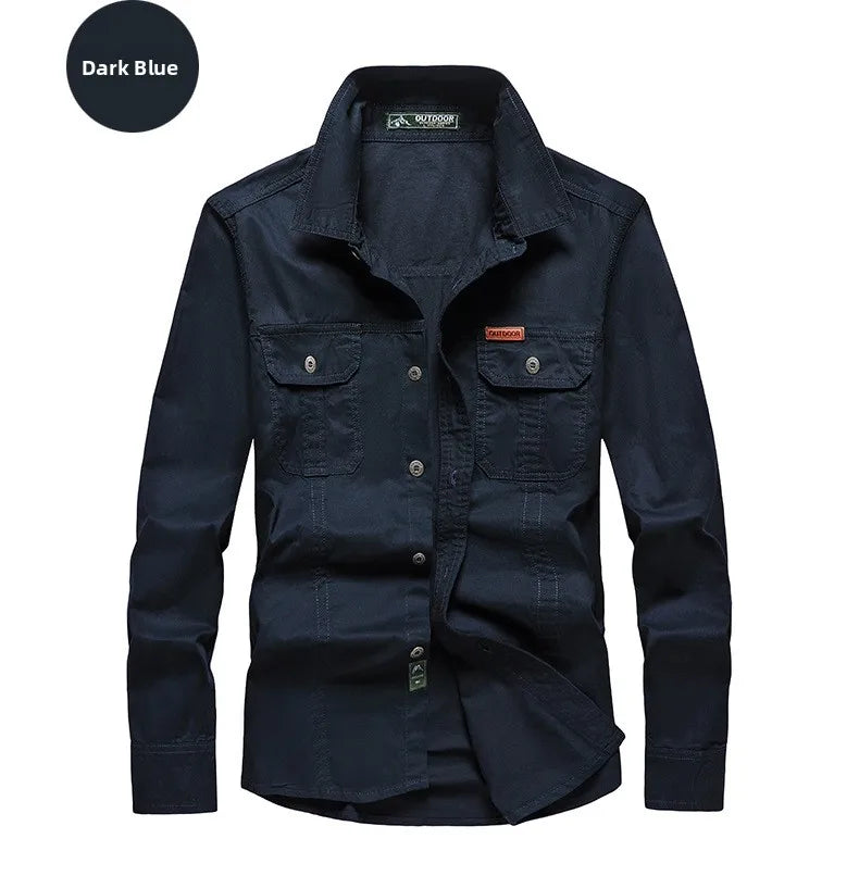 Men's Long Sleeve Outdoor Workwear Shirt Breathable Comfortable Cotton Sweat Absorbent Casual Business Style Loose Fit Spring...