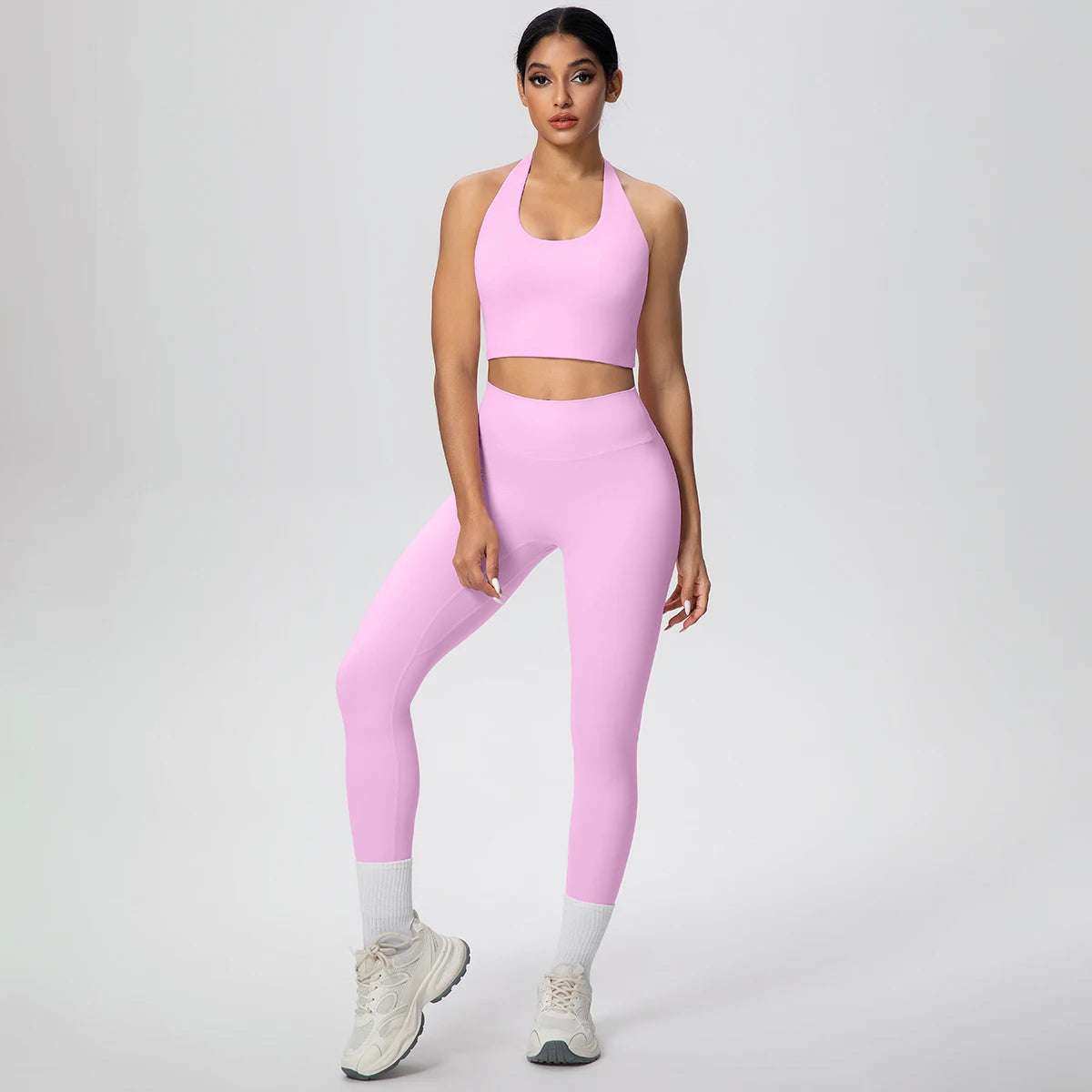 2PCS/set Yoga Set for Woman's Sexy Backless Halter Bra Sports Top Quick Drying Legging Summer Gym Fitness Pants Yoga Set