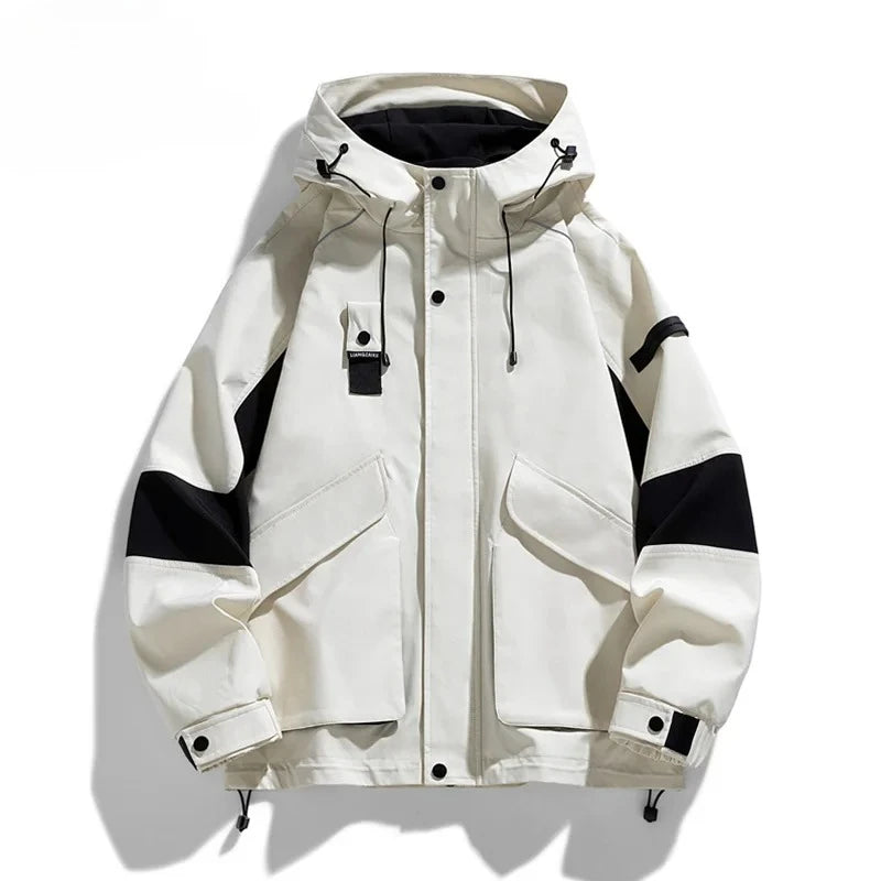 2026 Men Spring Autumn Outdoor Leisure Cargo Hooded Jacket Men Hiking Sport Windbreak Fashion Pocket Loose Jacket Coat Male Hots