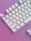 97 Keys White Contour Lines PBT Double Shot Keycaps Sidelit Light Backlit Translucent Cherry Profile for MX Mechanical Keyboards