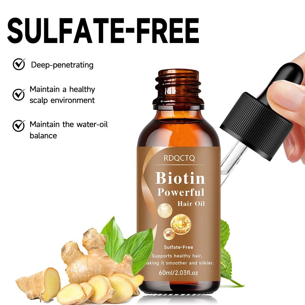 Biotin Hair Care Oil for Dry Hair - Nourishing Treatment for Women with Smooth Silky Shiny Results - Natural Hair Care Essential