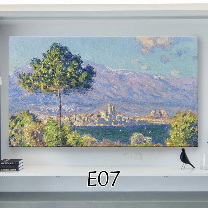 TV Screen Dust Proof Cover Landscape Pattern TV Monitor Cover 32-75 inch High Elastic LCD Protector Cloth