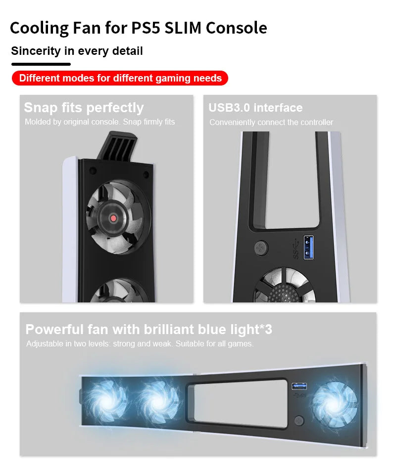 REMANK For PS5 and PS5 Slim Cooling System Cooling Fan For PS5 Slim and PS5 Cooling Fan Disc and Digital Console Cooling System