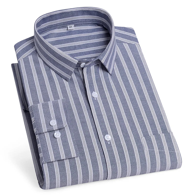 New in shirt over size long-sleeve shirts for men slim fit formal plain shirt soft comfortable striped plaid office full clothes