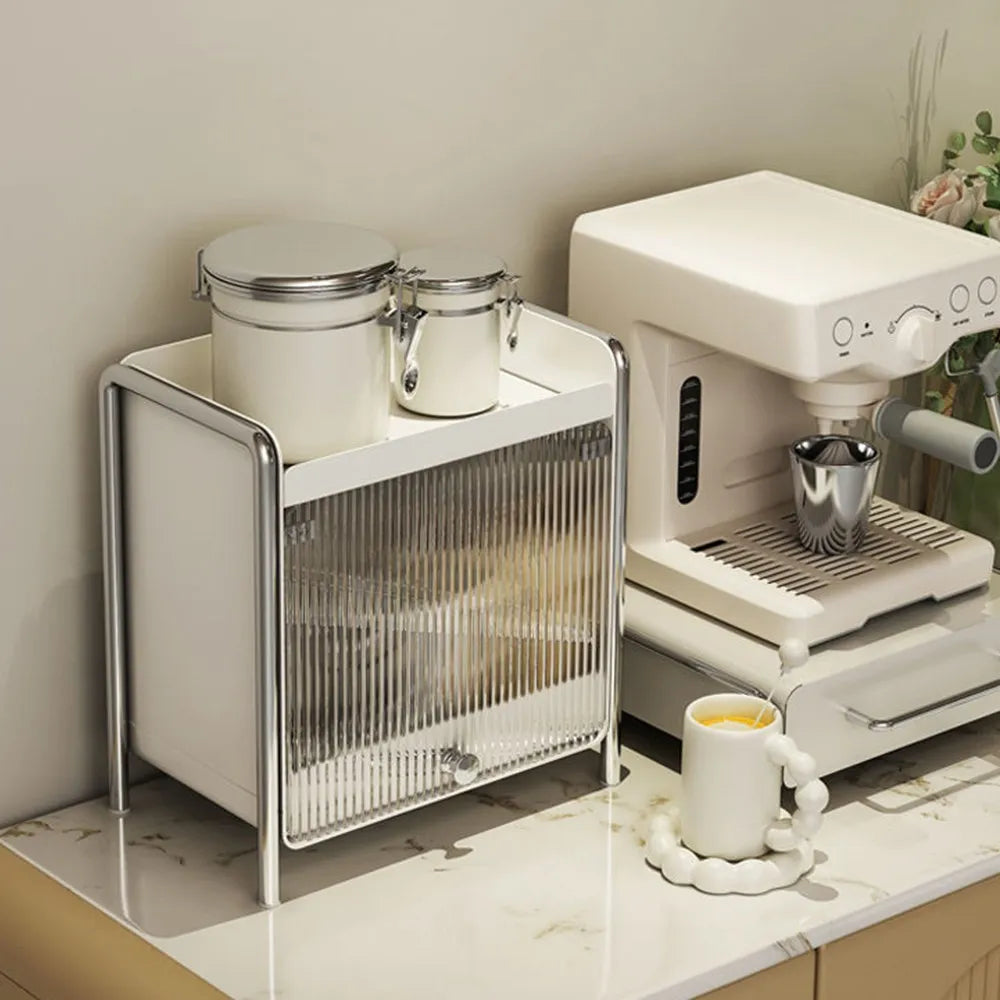 New Drawer Organizer Deluxe Desktop Makeup Organizer Kitchen Shelf Dustproof Mug Tea Set Coffee Drawer Countertop Organizer