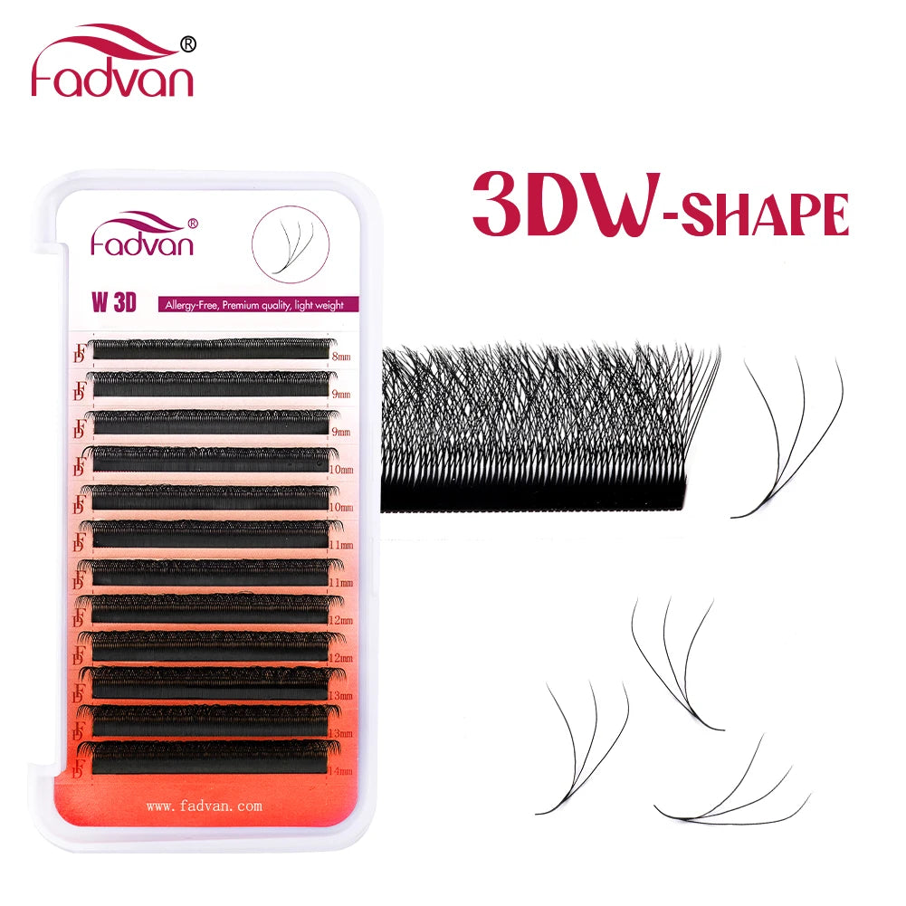FADVAN W 3D 4D 5D 8-12/8-14mm Eyelashes Eyelash Extension W Shape C/D Curl Novelty Hybrid Volume Make-up Faux Mink Lashed